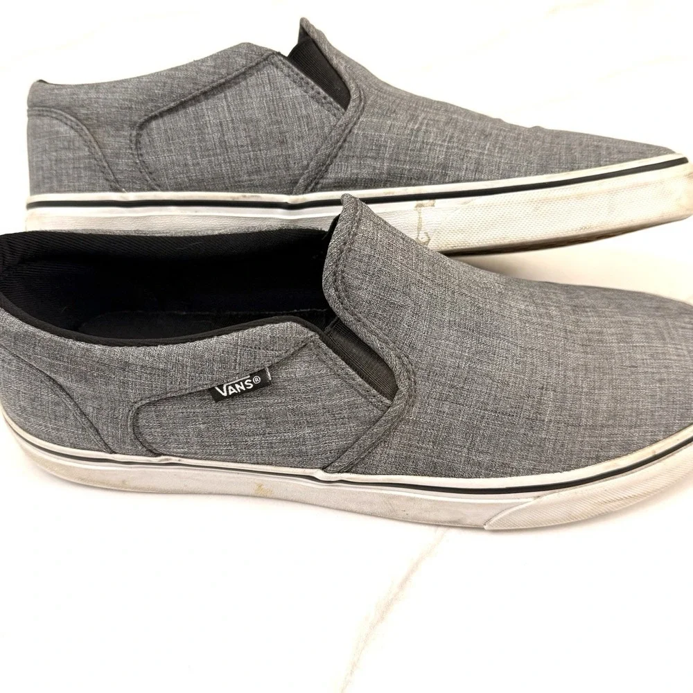 Vans Asher Deluxe Skate Shoes  Mens 11.5 Gray Slip-On  Comfort Textile